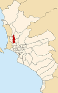 Map of Lima highlighting Los Olivos